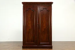 Victorian Antique English Mahogany Wardrobe Armoire or Linen Closet #33589