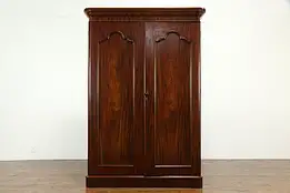 Victorian Antique English Mahogany Wardrobe Armoire or Linen Closet #33589