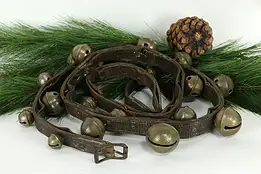 Victorian Antique Brass Musical Sleigh Bells Set, 88" Leather Harness #34566