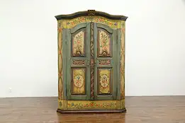 Swiss St. Gallen Antique 1800 Pine Schrank Armoire, Hand Painted Folk Art #34835