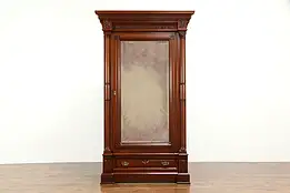 Victorian Eastlake Antique Walnut Armoire Wardrobe Closet, Beveled Mirror #35068