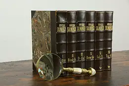 Leather Bound 6 Volume Danish Encyclopedia Book Set, Copenhagen 1940 #35506