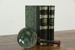 Gold Tooled Leather 2 Volume Set of Norwegian History Books #35512