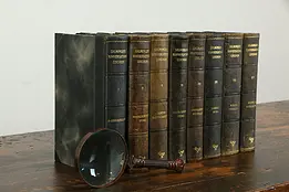 Leatherbound 8 Volume Danish Encyclopedia Book Set, Illustrated, 1928 #35517