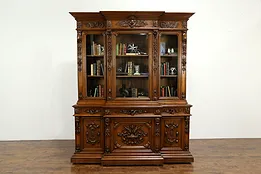 Oak Antique French Hand Carved 8' 3" Tall Library or Office Bookcase #35605