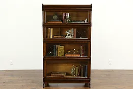 Oak Antique 4 Stack Lawyer Office or Library Bookcase, Wavy Glass #34248