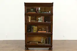 Oak Antique 4 Stack Lawyer Office or Library Bookcase, Wavy Glass #34248