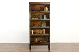 Oak Antique 5 Stack Lawyer or Office Bookcase, Wavy Glass, Globe Wernicke #34789