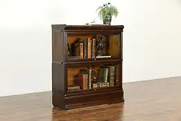 Oak Antique 2 Stack Lawyer Bookcase, Wavy Glass, Globe Wernicke #35766