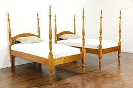 Pair of Antique Twin or Single Poster Beds, Curly Birdseye Maple #35809