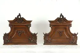 Pair of Italian Antique Walnut Architectural Salvage Crest Fragments #35873