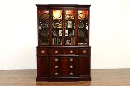 Traditional Vintage Breakfront China Cabinet or Bookcase & Desk, Saginaw #33829