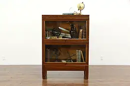 Craftsman Antique Oak 2 Section Stacking Lawyer Office Bookcase #34255