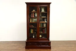 Victorian Antique Walnut & Burl Library or Office Bookcase #33591