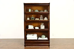 Oak Antique 4 Stack Lawyer or Office Bookcase, Wavy Glass, Globe Wernicke #34283