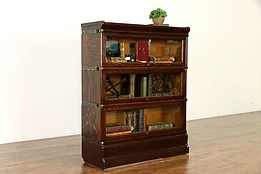 Oak 3 Stack Antique Lawyer Office or Library Bookcase, Globe Wernicke #35410