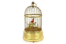 Singing Bird in Cage Antique Automaton, Ken D Karl Griesbaum Germany #35813