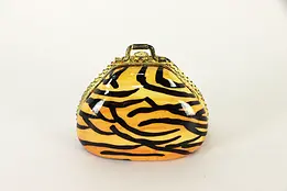 Porcelain Trinket or Keepsake Box, Handbag Shape with Tiger Print #36467