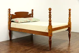 Farmhouse Maple Full Size Antique Empire Cannon Ball, Acanthus Poster Bed #36627