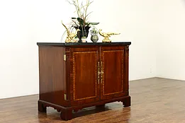 Traditional Mahogany Vintage Electronics or Bar Cabinet, Granite Top #36691