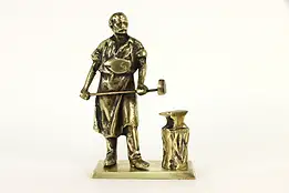 Brass Vintage Sculpture of a Blacksmith with Hammer and Anvil #36782