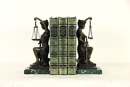 Pair of Classical Bronze Sculptures or Bookends Scales of Justice, Marble #36825