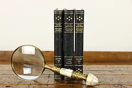 Set of 3 Gold Tooled Leather Bound Books, Maupassant Novels Danish 1944 #36888