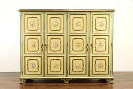 Hand Painted Antique Italian Double Armoire, Wardrobe or Closet #36972