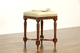 Louis XVI French Style Antique Carved Maple Bench or Stool #37080