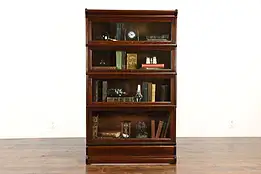 Oak Antique 4 Stack Lawyer Bookcase, Wavy Glass Doors 1905 Macey #34260