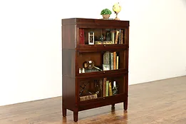 Walnut Antique 3 Stack Lawyer Office or Library Bookcase, Signed Globe #35414