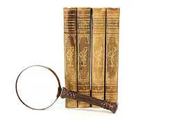Set of 4 Volumes Swedish Tooled Leather Antique World History Books #36659