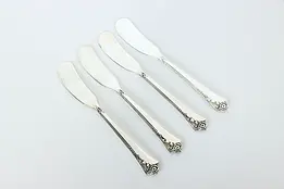 Set of 4 Sterling Silver Heirloom Damask Rose Butter Knives 5.75" #37194