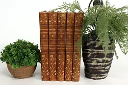 Set of 5 Gold Tooled Leather Bound Books, Stoddard's Lectures 1901-1909 #32498
