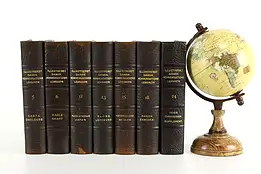 Gold Tooled Leather Set of 7 Volumes Danish Illustrated Books #37013