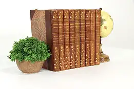 Set of 9 Gold Tooled Leather Bound Books, Stoddard's Lectures 1897 #37060