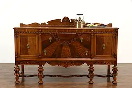 English Tudor Antique Carved Sideboard, Server, Buffet #37360