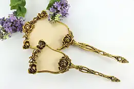 Gold Plated Filigree Vintage Floral Brush & Mirror Set #37518