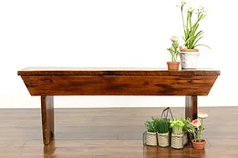 Primitive Farmhouse Country Pine Antique Rustic Wash Bench, Bell & Howell #37567