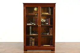 Victorian Antique Oak Office Bookcase or Bath Cabinet, Wavy Glass Doors #37811