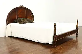 French Antique Carved Mahogany & Rosewood Bed, Full or Double Size #36192