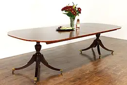 Georgian Vintage Banded 12' 6" Mahogany Dining Table, Baker Charleston #37075