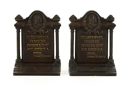 Pair of Vintage Cast Iron Shakespeare Quote Bookends, Bradley & Hubbard #37375