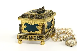 Victorian Antique Gold Plated Jewelry Box, Roman Toga Figures #37876