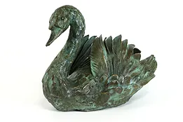 Swan Patinated Verdigris Bronze Sculpture, Signed Bob Winship 1982 #38296
