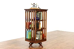 Mission Oak, Arts & Crafts Antique Spinning Chairside Revolving Bookcase #36412