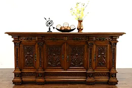 Renaissance Carved Italian Antique 8' Back Bar, Sideboard, TV Console #37143