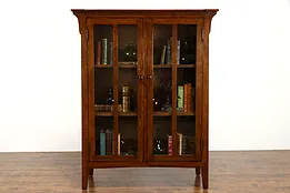 Oak Mission, Arts & Crafts Vintage Office Library Bookcase, China Cabinet #37737