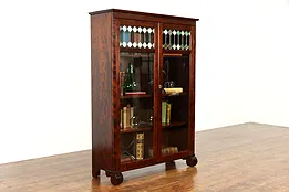 Antique Stained Leaded Glass 2 Door Office or Library Bookcase #38424