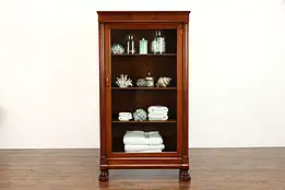 Empire Mahogany Antique Bookcase or Bath Cabinet, Paw Feet #38636